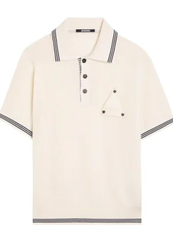 Le Polo Voilier open-knit silk and cotton-blend polo shirt