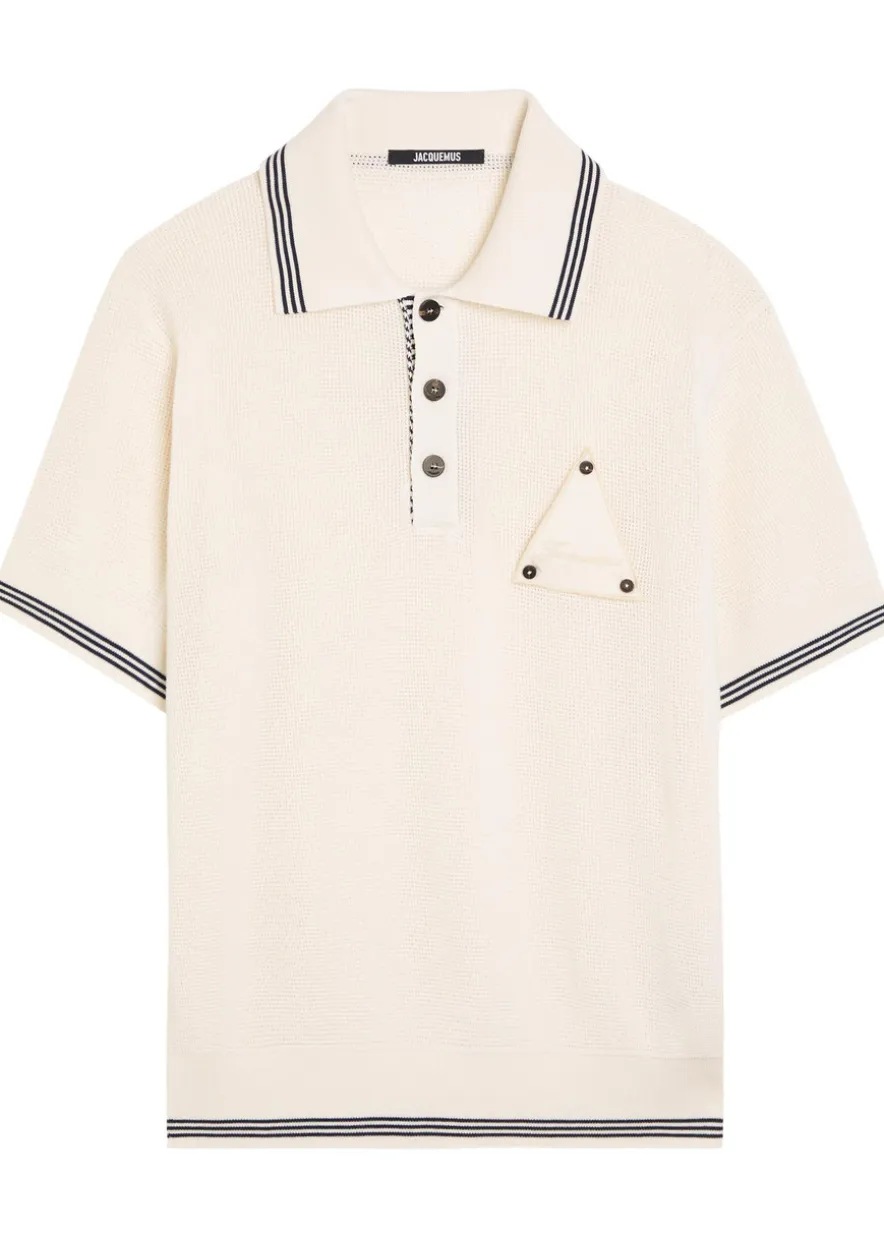 Le Polo Voilier open-knit silk and cotton-blend polo shirt