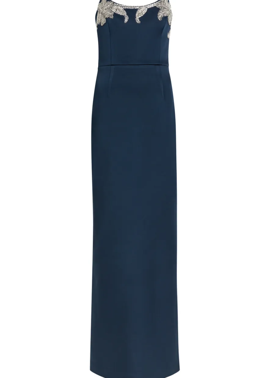 Lessa embellished duchess-satin gown