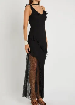 Leste lace-embellished georgette maxi dress