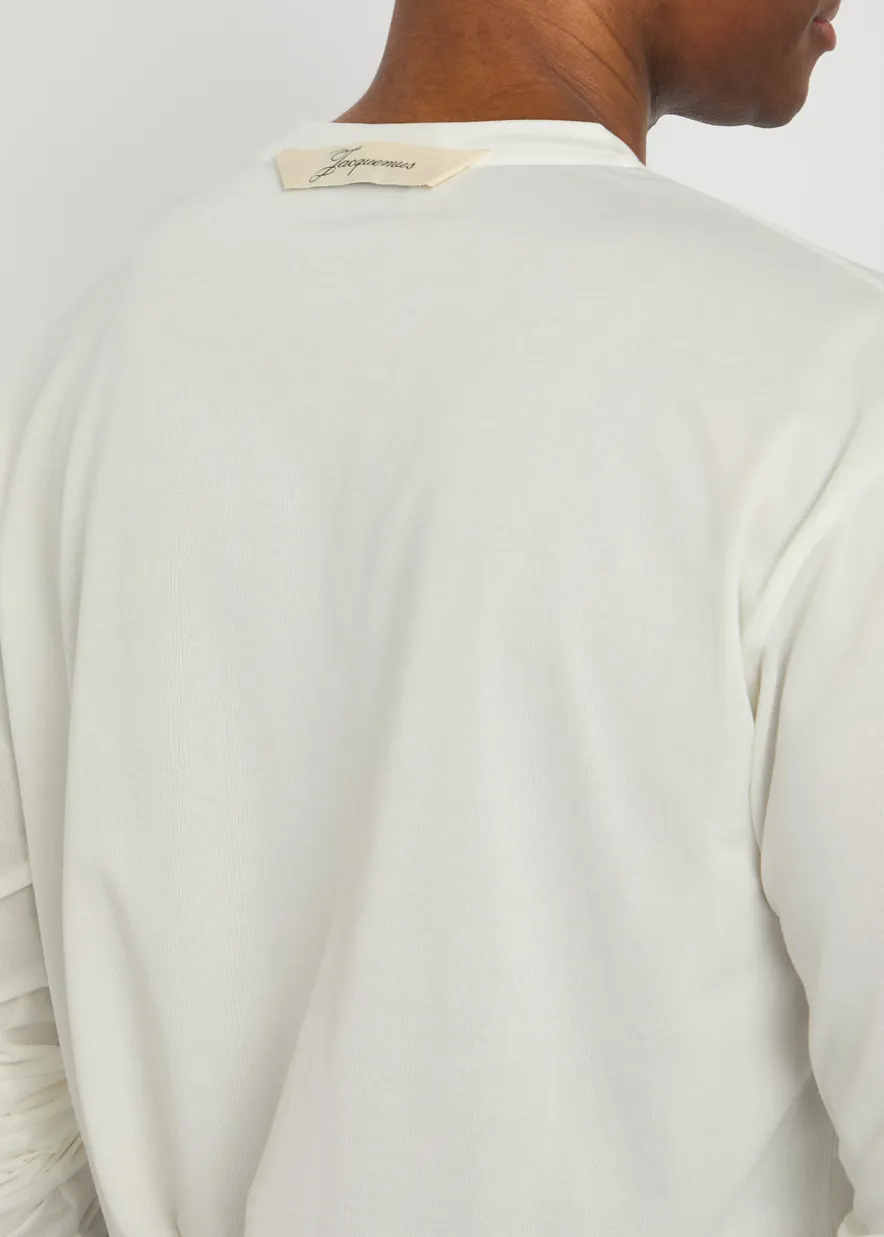 Le Tshirt Rond Carre logo-embroidered woven T-shirt