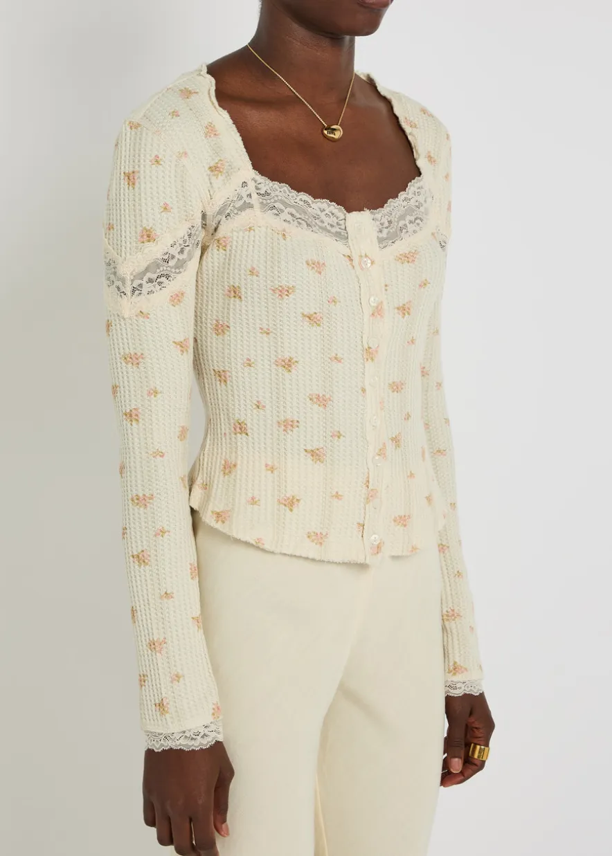 Lets Party Cardi floral-print cotton top