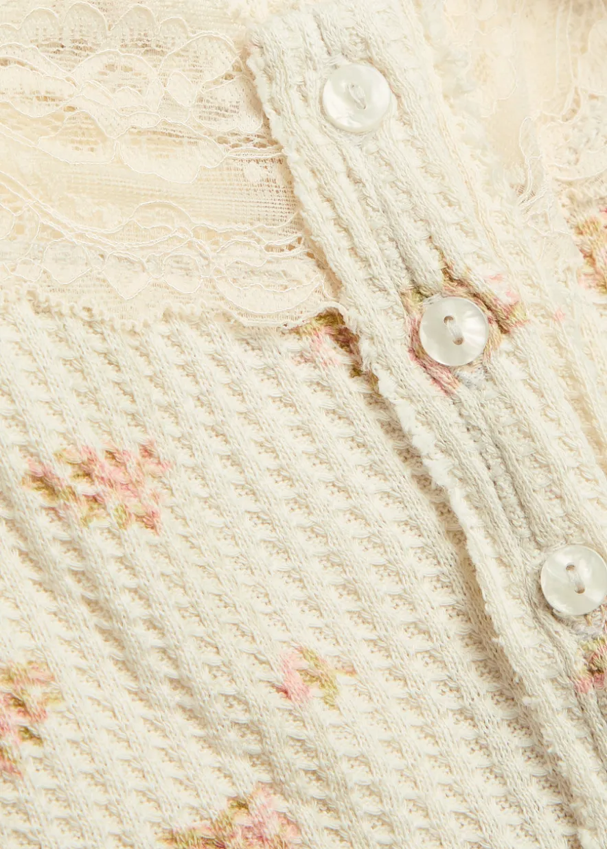 Lets Party Cardi floral-print cotton top