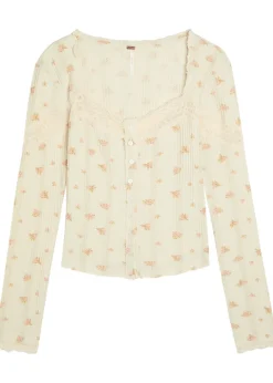 Lets Party Cardi floral-print cotton top