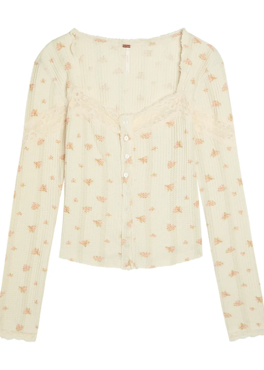 Lets Party Cardi floral-print cotton top