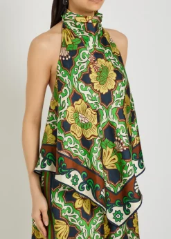 Liana printed halterneck silk top