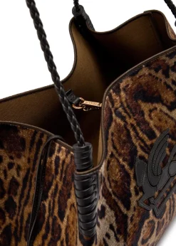 Libra large leopard velvet and leather tote