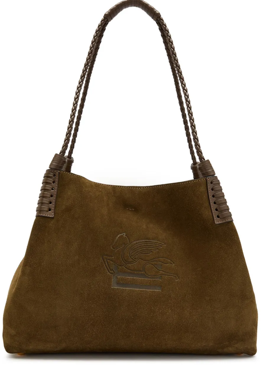 Libra medium leather and suede tote