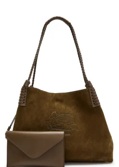 Libra medium leather and suede tote