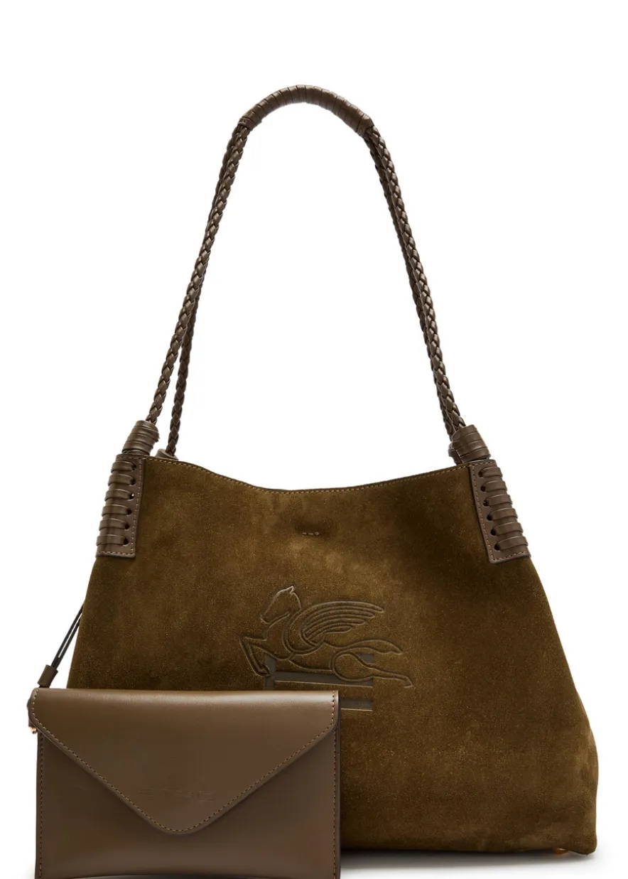 Libra medium leather and suede tote