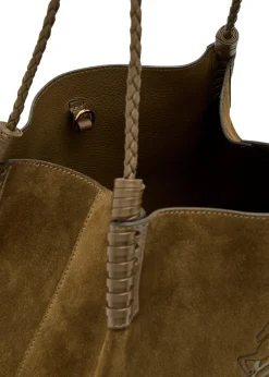 Libra medium leather and suede tote
