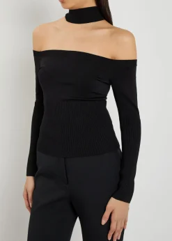 Lila choker-effect knit top