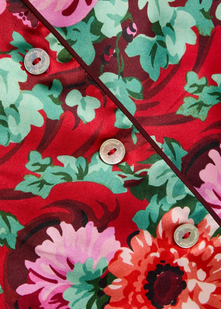 Lila floral-print silk pyjama set