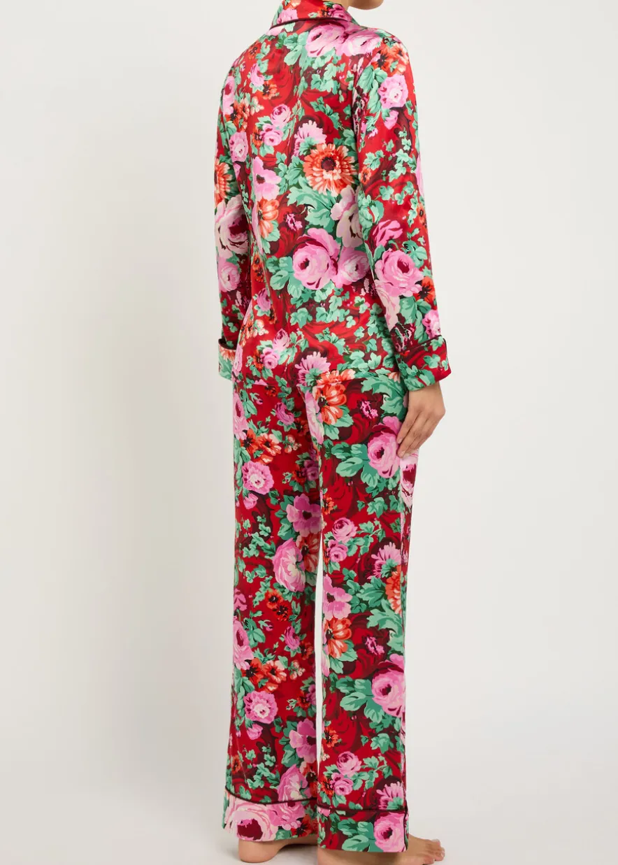 Lila floral-print silk pyjama set