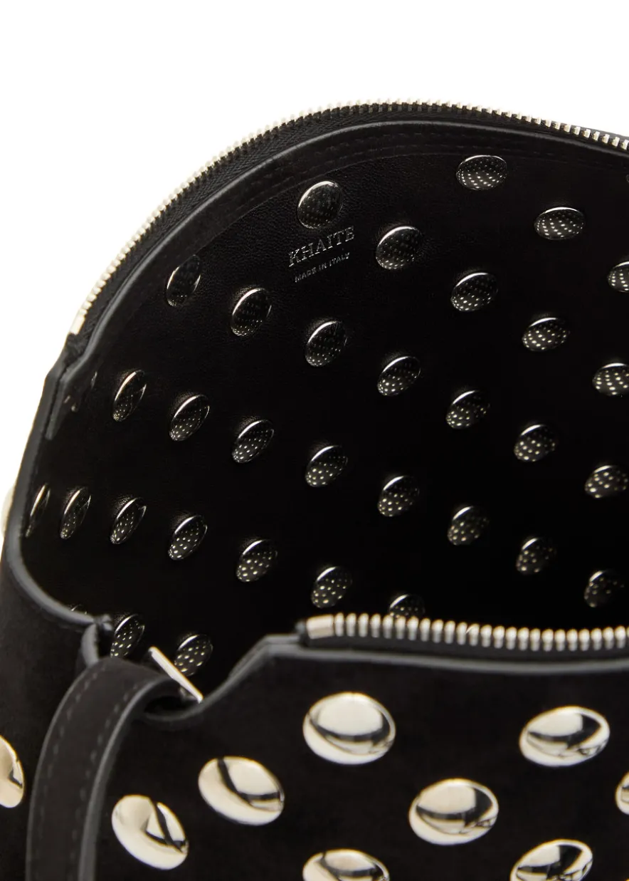Lina medium studded suede cross-body bag