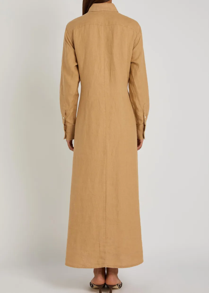 Linen midi shirt dress