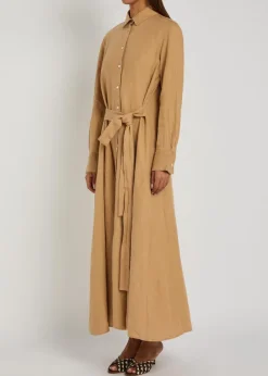 Linen midi shirt dress
