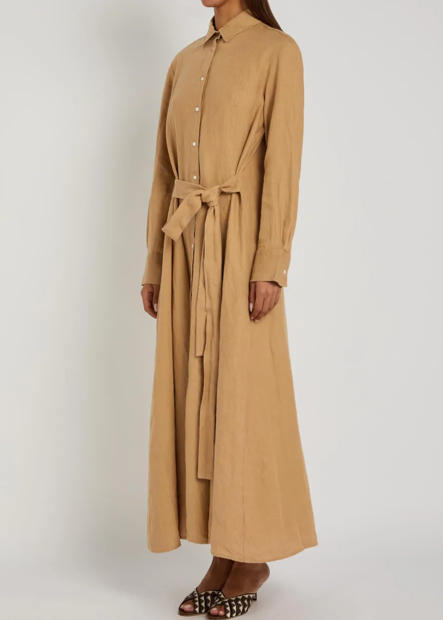 Linen midi shirt dress