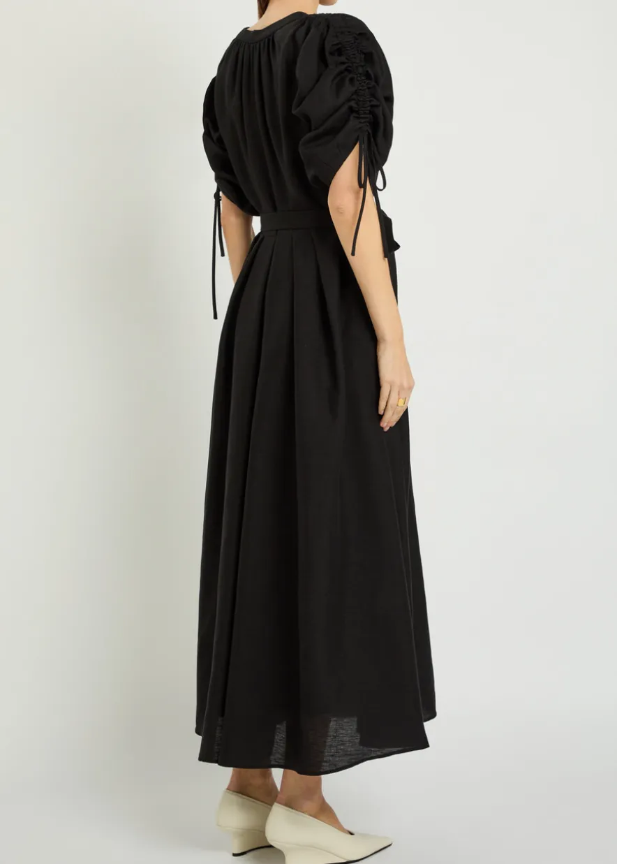 Linnea belted linen midi dress