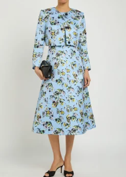Lizette floral-print duchess-satin jacket