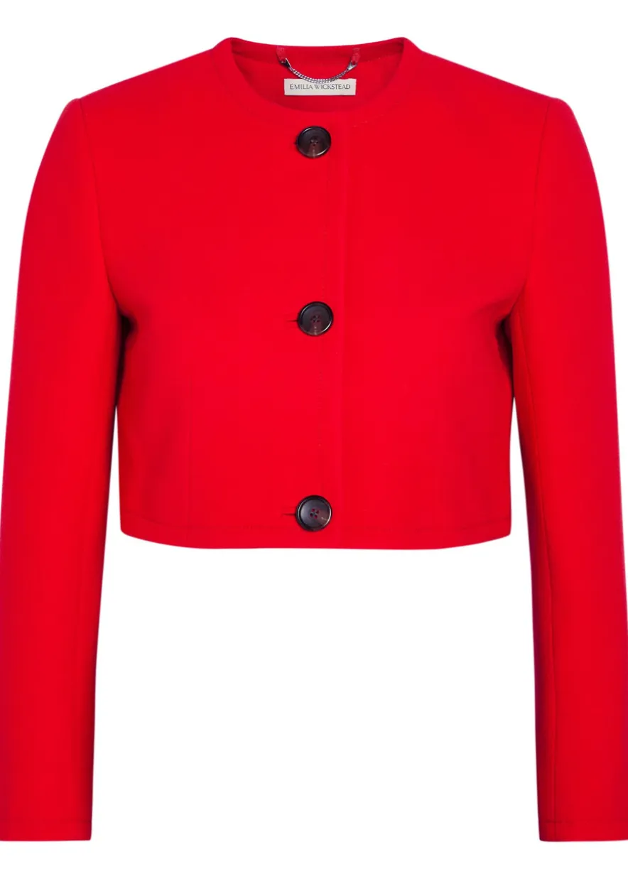 Lizette wool-crepe cropped jacket