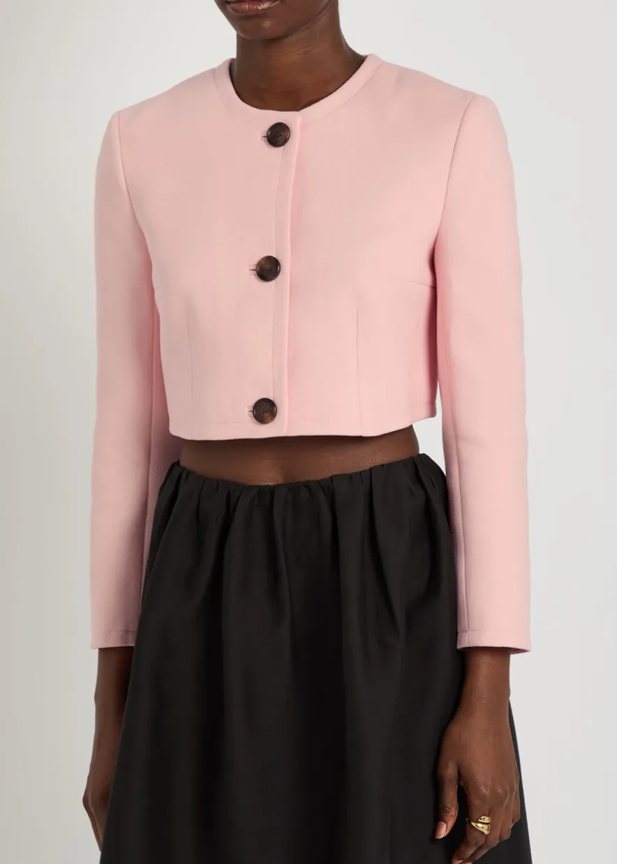 Lizette wool-crepe cropped jacket
