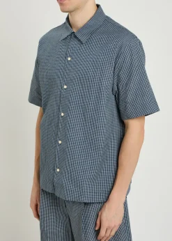 Logo-appliquéd checked cotton shirt