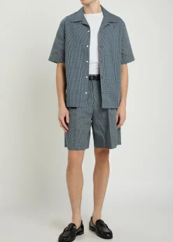 Logo-appliquéd checked cotton shirt