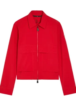 Logo-appliquéd cropped shell overshirt
