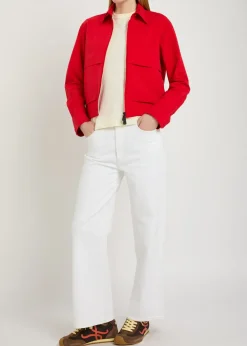 Logo-appliquéd cropped shell overshirt
