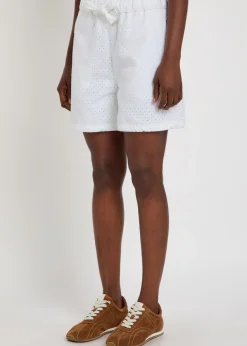 Logo-appliquéd embroidered cotton shorts