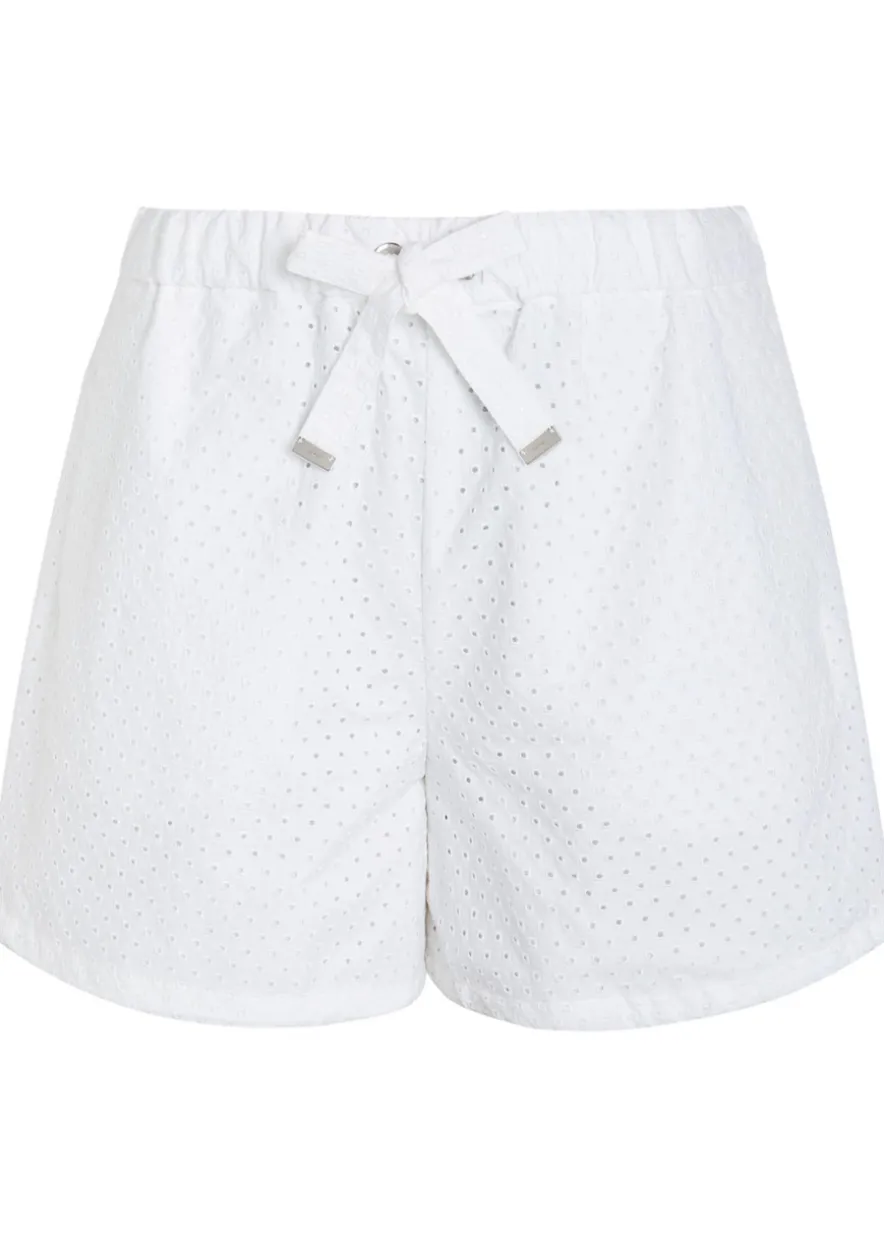 Logo-appliquéd embroidered cotton shorts