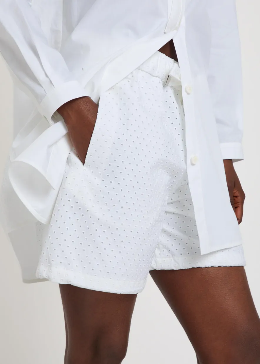 Logo-appliquéd embroidered cotton shorts