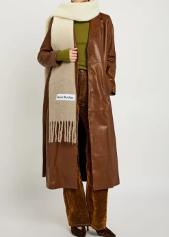 Logo-appliquéd fringed alpaca-blend scarf