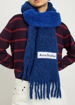 Logo-appliquéd fringed alpaca-blend scarf