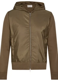 Logo-appliquéd hooded shell and cotton-blend jacket