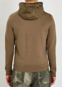 Logo-appliquéd hooded shell and cotton-blend jacket