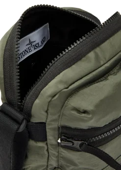 Logo-appliquéd nylon pouch bag