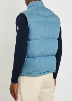 Logo-appliquéd padded denim gilet