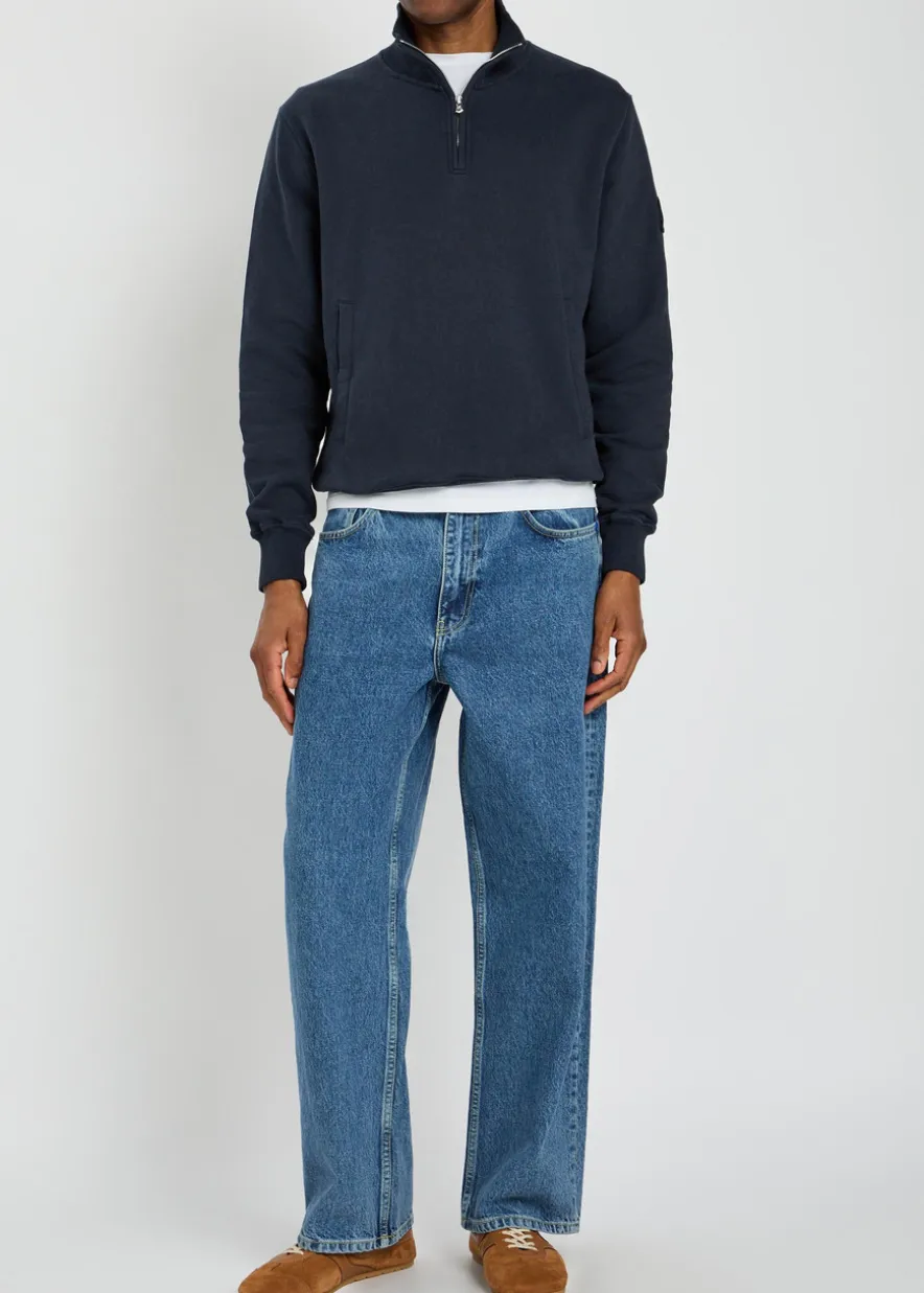 Logo-appliquéd quarter-zip cotton sweatshirt