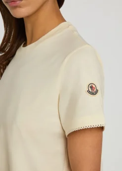 Logo-appliquéd scalloped cotton T-shirt