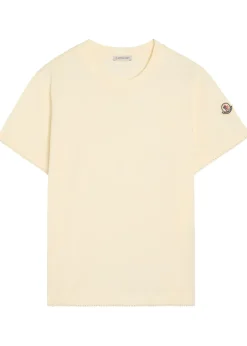 Logo-appliquéd scalloped cotton T-shirt