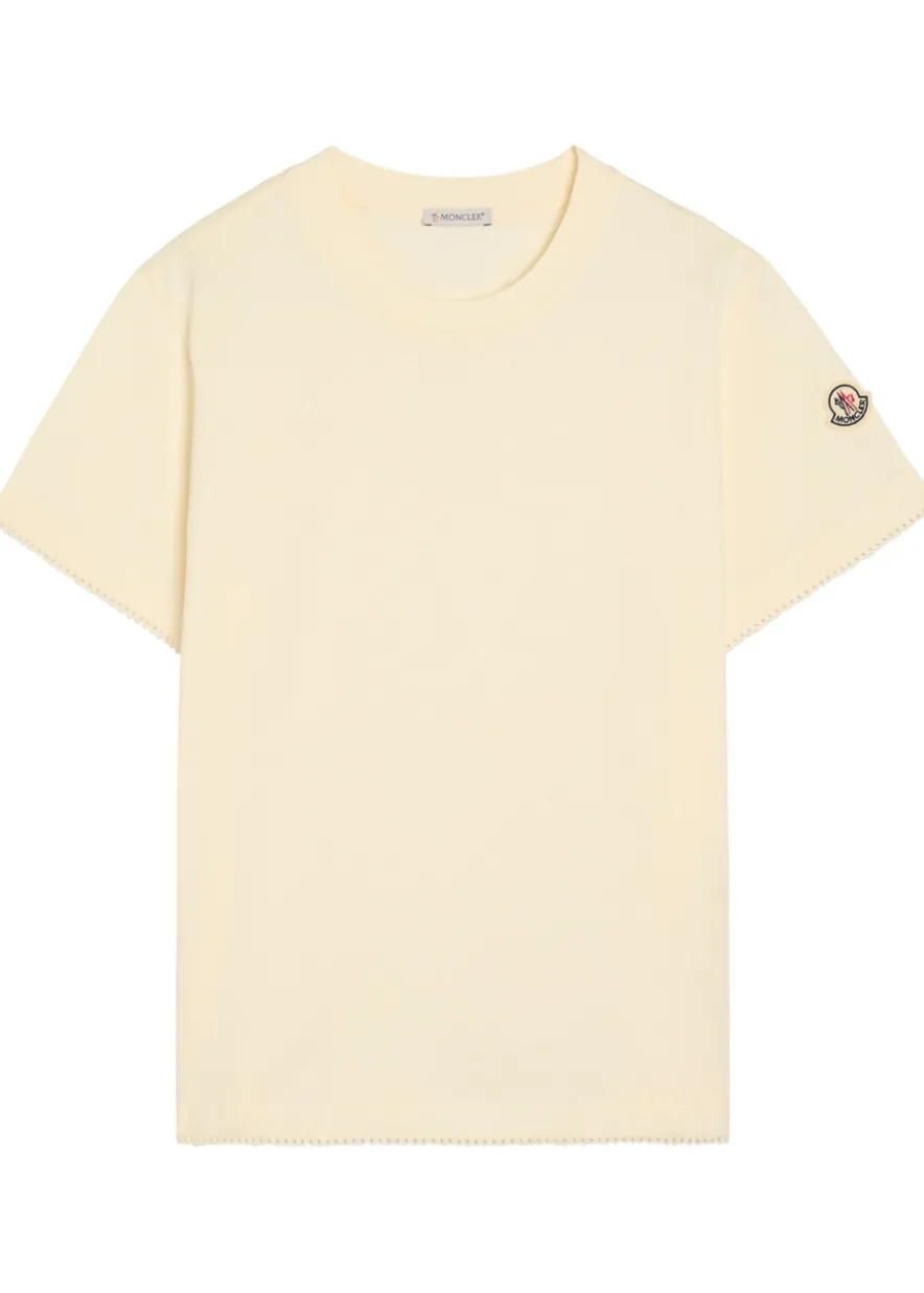 Logo-appliquéd scalloped cotton T-shirt