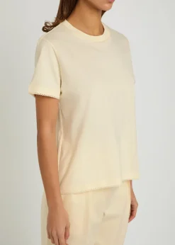 Logo-appliquéd scalloped cotton T-shirt