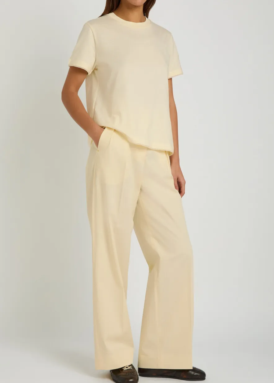 Logo-appliquéd scalloped cotton T-shirt