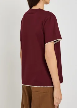 Logo-appliquéd scalloped cotton T-shirt