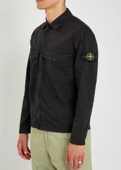 Logo-appliquéd stretch-cotton overshirt