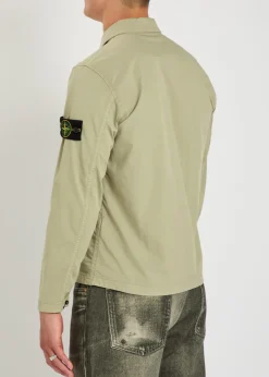 Logo-appliquéd stretch-cotton overshirt