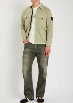 Logo-appliquéd stretch-cotton overshirt