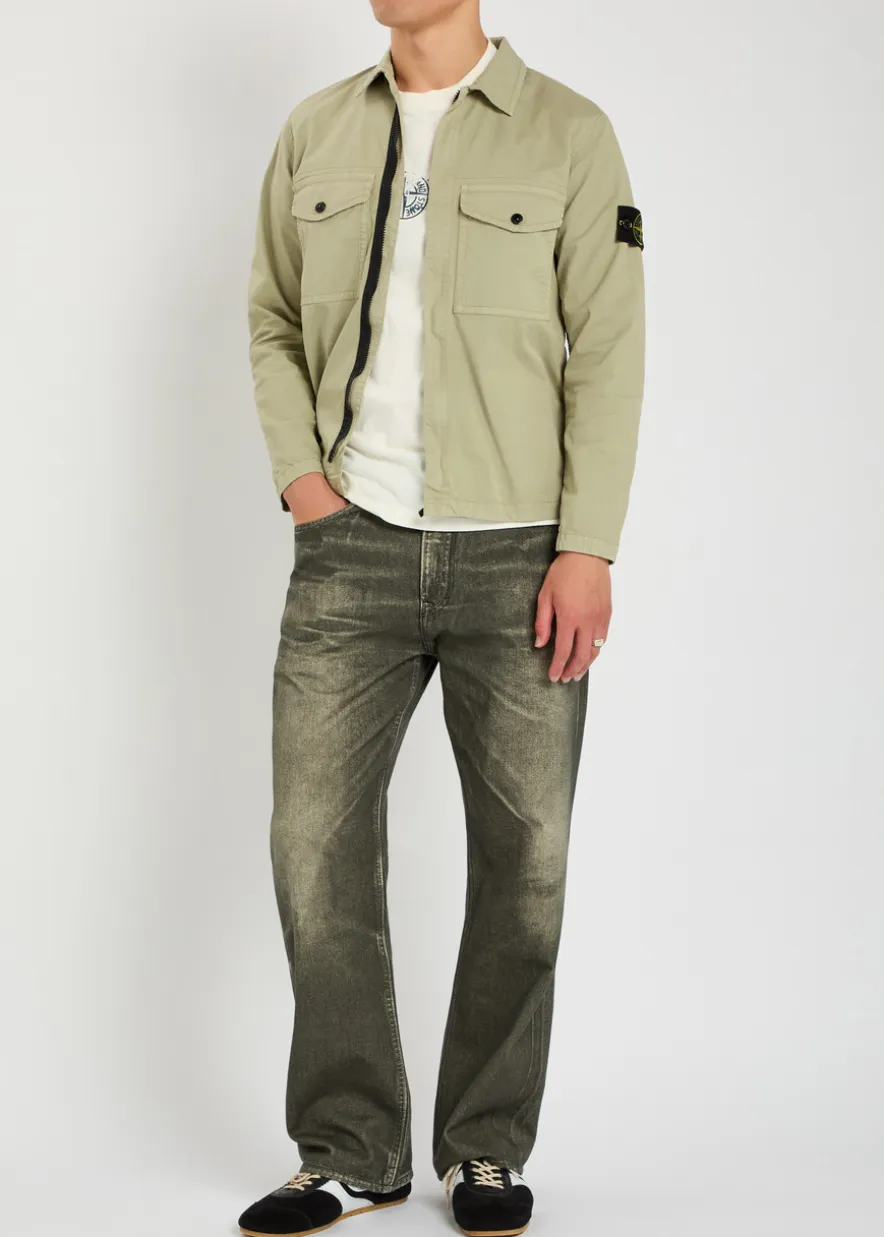 Logo-appliquéd stretch-cotton overshirt